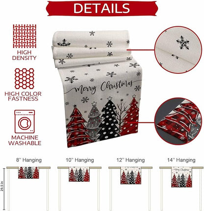 Christmas Tree Table Runner, 13x90 Inch, Merry Christmas Linen Table Runners - Image 5