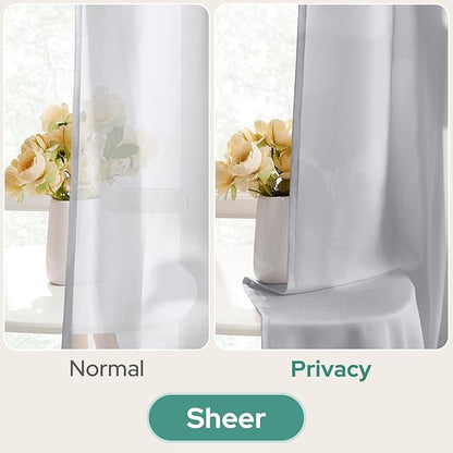 HOMEIDEAS Non-See-Through Light Grey Privacy Semi Sheer Curtains 63 Inches Long - Image 4