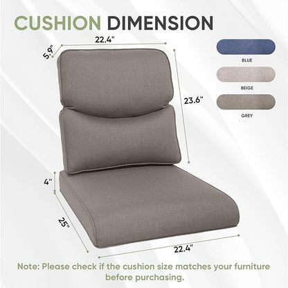 Outdoor Chair Cushion Set of 2, Waterproof Outdoor Seat Cushions 25x22 - Image 2