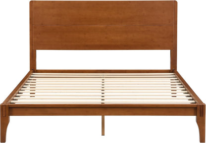 merax queen size bamboo platform bed frame with showing dimensions
