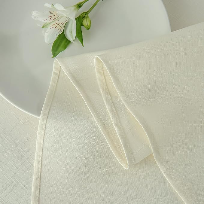 maxmill Round Linen Looking Textured Tablecloth Spill-Proof Wrinkle Free Soft - Image 8