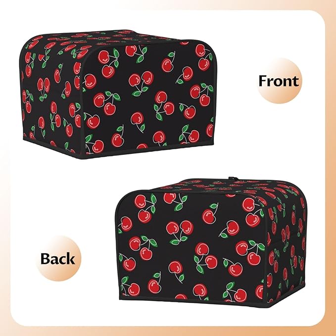 Red Black Cherry 4 Slice Toaster Cover, Waterproof Toaster Dust Cover Bread - Image 4