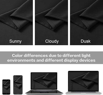 DUALIFE 2 Pcs Blackout Extra Long Black Curtains/Drapes 132 Inch Length - Image 5