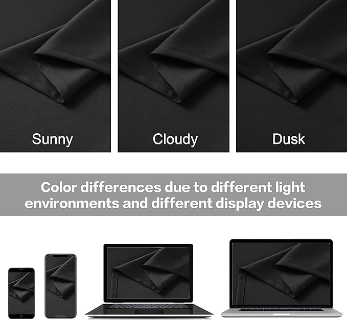 DUALIFE Black Curtains for Sliding Glass Door, Pinch Pleated for Track System - Image 5