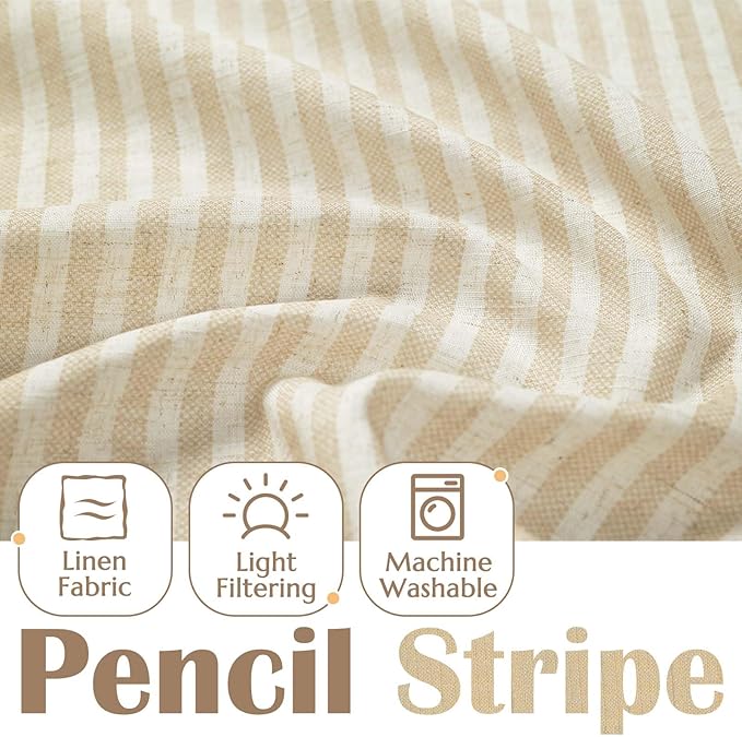 jinchan Valance Curtain Linen Textured Striped Window Curtain - Image 9
