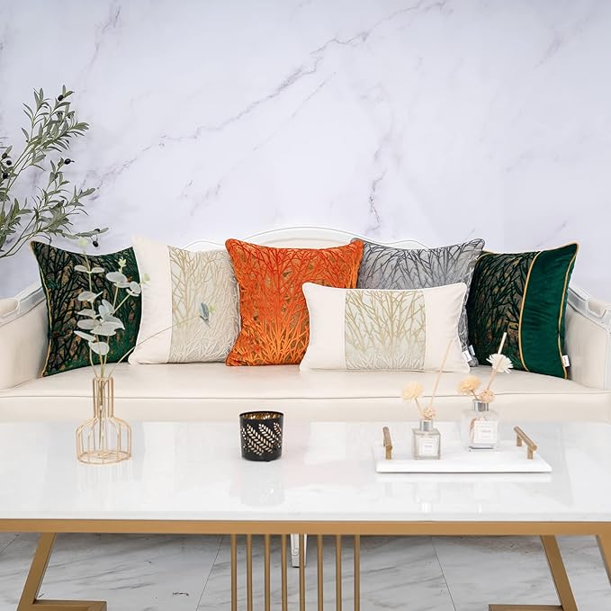 Yangest Orange Twigs Throw Pillow Cover Velvet Branches Velvet Cushion Case - Image 7