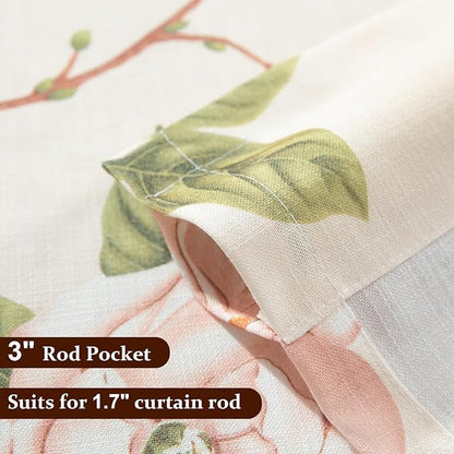 Leeva Pink Floral Printing Kitchen Curtain Valances, Rod Pocket Light Filtering - Image 6