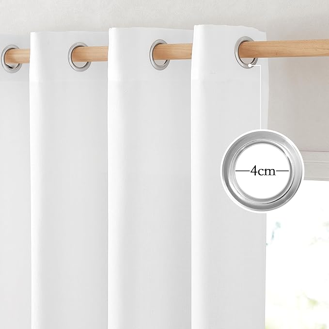 NICETOWN Linen White Curtains 96 inches Long - Image 2