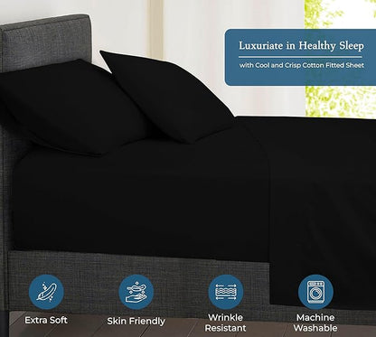 ROYALE LINENS 400 Thread Count 100% American Grown Cotton Fitted Sheet Twin Size - Image 3