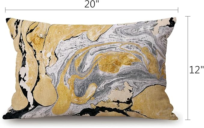 Solekla Black Gold Golden and Silver Marble Ink Abstract Painting Cotton Linen - Image 2