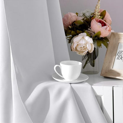HOMEIDEAS Greyish White Blackout Curtains - Image 5