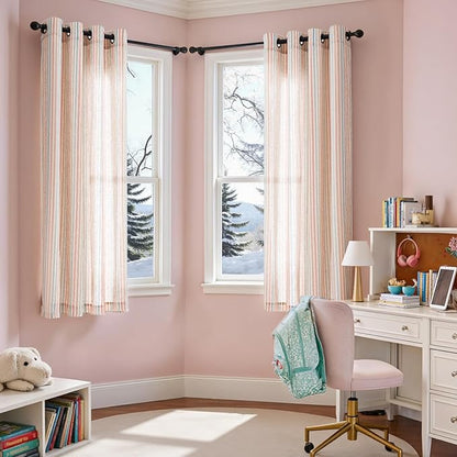 Vangao Linen Striped Nursery Curtains Boho Tickingstripe Light Filtering Window - Image 3