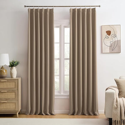 KEQIAOSUOCAI Pinch Pleated Blackout Curtains 104 Inch Long 2 Panels by KEQIAOSUOCAI