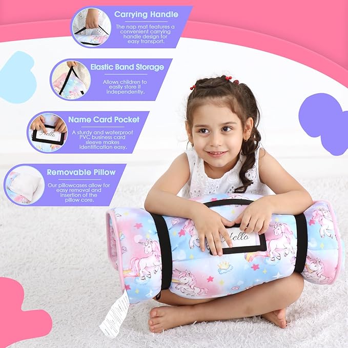ACRABROS Toddler Nap Mat with Pillow and Blanket, Extra Large Rolled Napping - Image 6