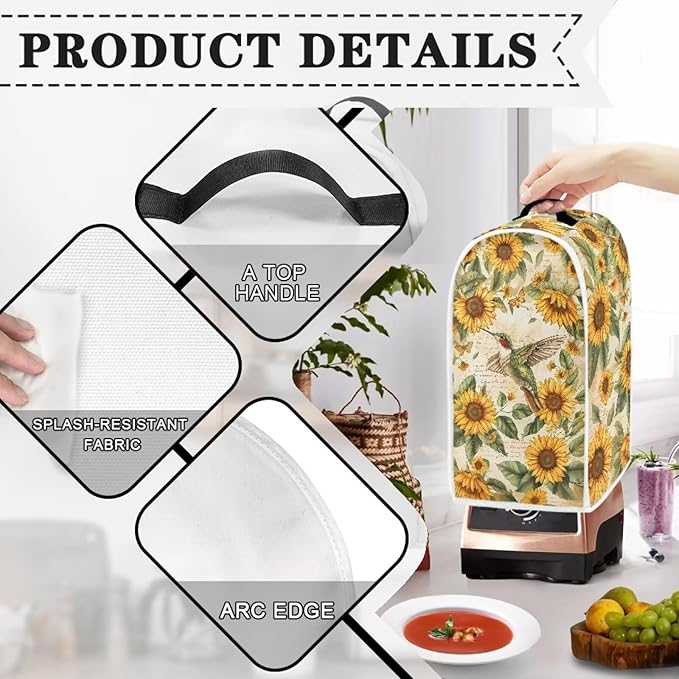 Birds Sunflower Print Blender Dust Cover, Stand Mixer or Coffee Maker Appliance - Image 4
