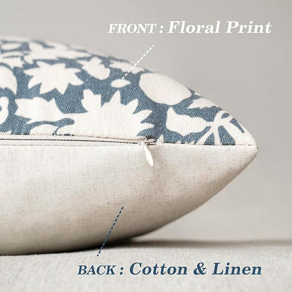 Foindtower Set of 2 Decorative Neutral Floral Throw Pillow Covers Accent - Image 2