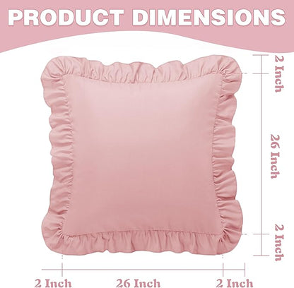 KKJIAF Ruffle Pillow Cases 26x26 Inches, Light Pink Square Ruffled Pillow - Image 3