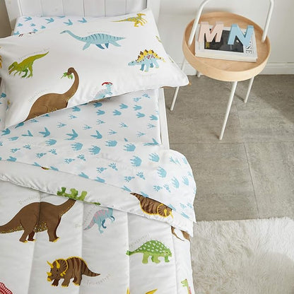4 Pieces Toddler Bedding Set Dinosaur White - Image 5