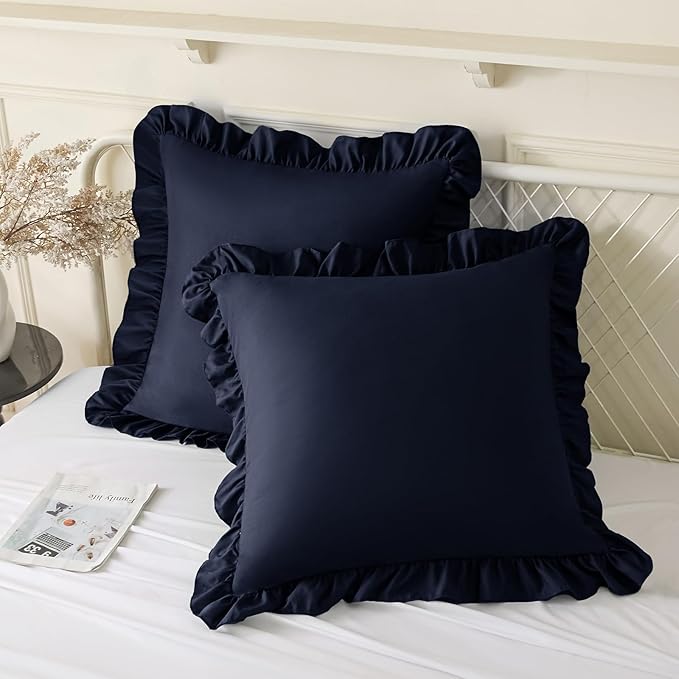 KKJIAF Ruffle Pillow Cases 18x18 Inches, Microfiber Wrinkle Resistant Pillow by KKJIAF