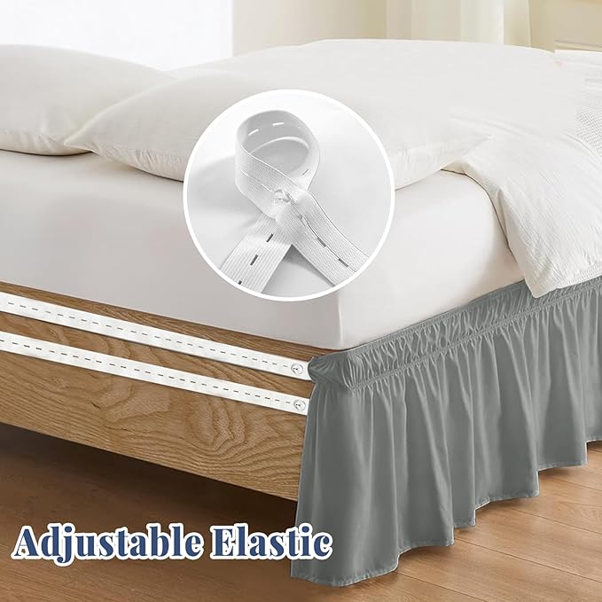 Full Bed Skirt, Elastic Wrap Around Bed Skirt Full Size, Bed Skirts - Image 4