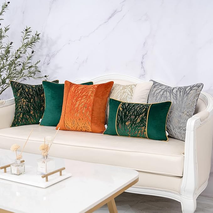 Yangest Orange Twigs Throw Pillow Cover Velvet Branches Velvet Cushion Case - Image 7