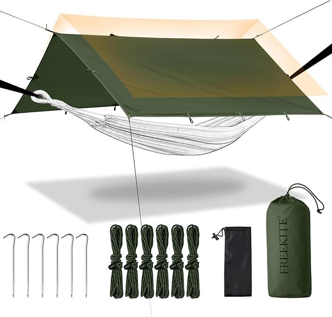 Camping Tarp Tent Portable Multifunctional Bushcraft Backpacking Tear-Resistant by FREEKITE