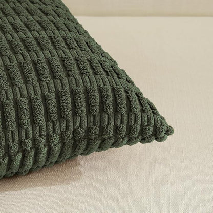 Fancy Homi 4 Packs Boho Olive Green Decorative Throw Pillow Covers 26x26 Inch - Image 4