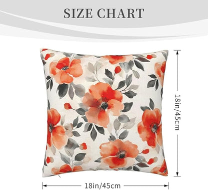 Fall Burnt Orange Floral Throw Pillow Covers 18x18 Inch Set of 2, Modern - Image 8