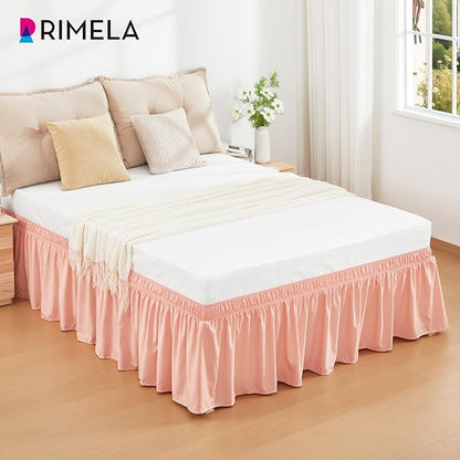 RIMELA Peachy Coral Bed Skirt King Size 18 Inch Drop, Elastic Bed Skirting - Image 9