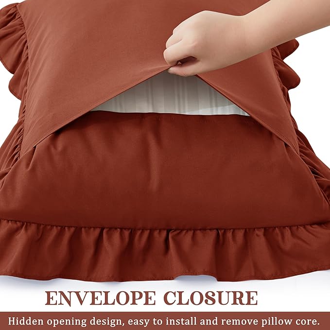 KKJIAF Ruffle Pillow Cases Standard Size Set of 2, Ruffled Pillow Covers - Image 5