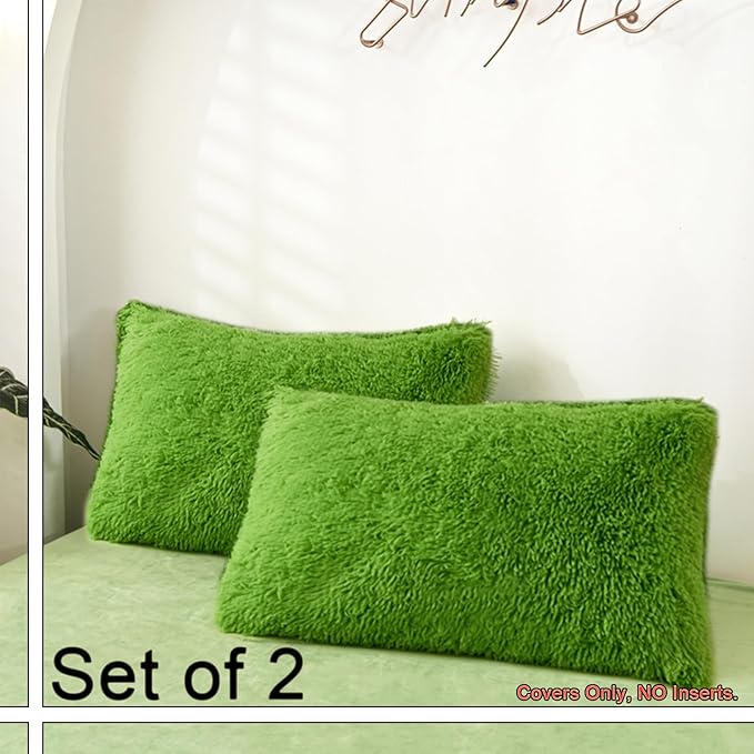MorroMorn Decorative Pillows Covers, 2 Packs Faux Fur Pillow Cases Standard Size - Image 3