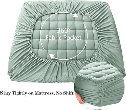 EASELAND King Size Mattress Pad Pillow Top Mattress Cover Quilted Fitted - Image 4