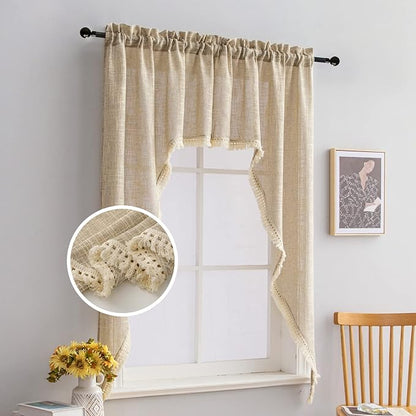 Beda Home Tassel Linen Textured Swag Valances by BedaHomeBedaLife