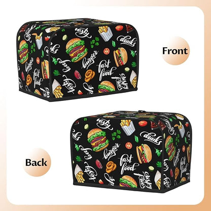 Funny Hamburger Fast Food 2 Slice Toaster Cover, Waterproof Toaster Dust Cover - Image 4