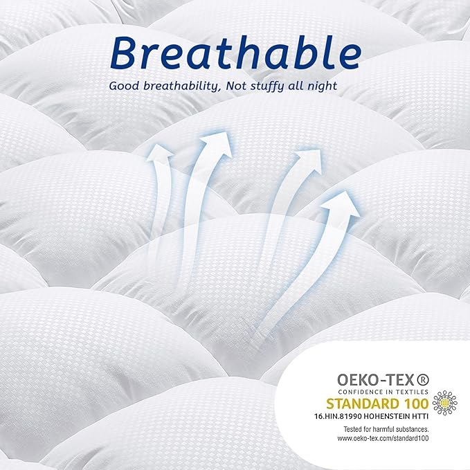 King Size Mattress Topper for Back Pain, Cooling Extra Thick Mattress Pad Cover - Image 4