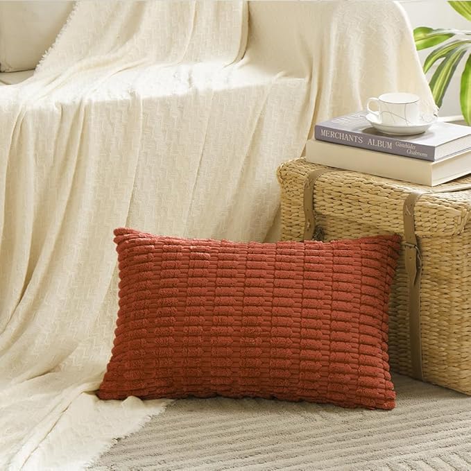 Fancy Homi 4 Packs Boho Burnt Orange Fall Decorative Throw Pillow Covers 16x24 - Image 2