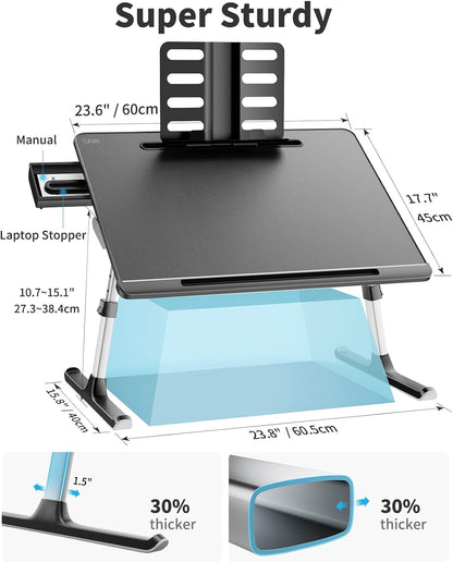 laptop lap desk for bed, saiji x-large adjustable showing dimensions