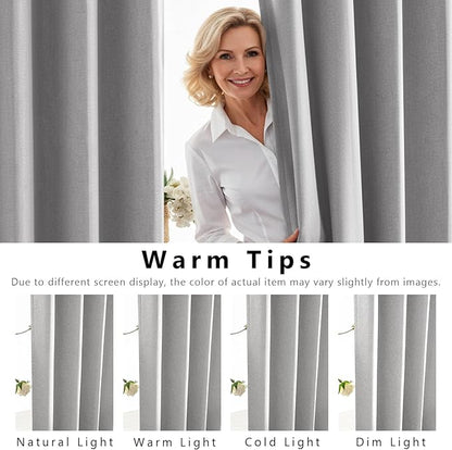 Linen 100% Blackout Curtains for Bedroom, Back Tab/Rod Pocket Curtain for - Image 6