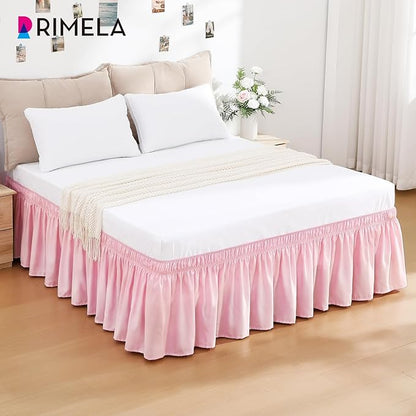 RIMELA Bed Skirt Full Size Dusty Pink 15 Inch Drop, Wrap Around Elastic Bedskirt - Image 2