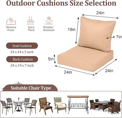 Waterproof Outdoor Chair Cushion Set of 4, Outdoor Cushions - Image 2