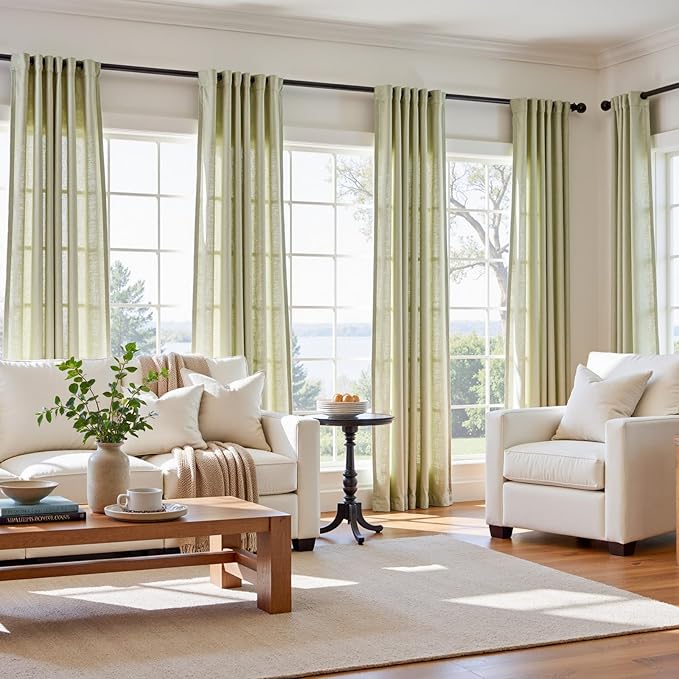 jinchan Linen Blend Curtains 90 inch Length 2 Panels - Image 3