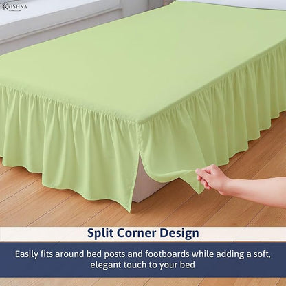 KRISHNA Ruffled Bed Skirt with Split Corners Queen, 100% Microfiber Hotel - Image 3