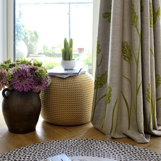 Melodieux Wheat Embroidery Linen Textured Curtain - Image 5