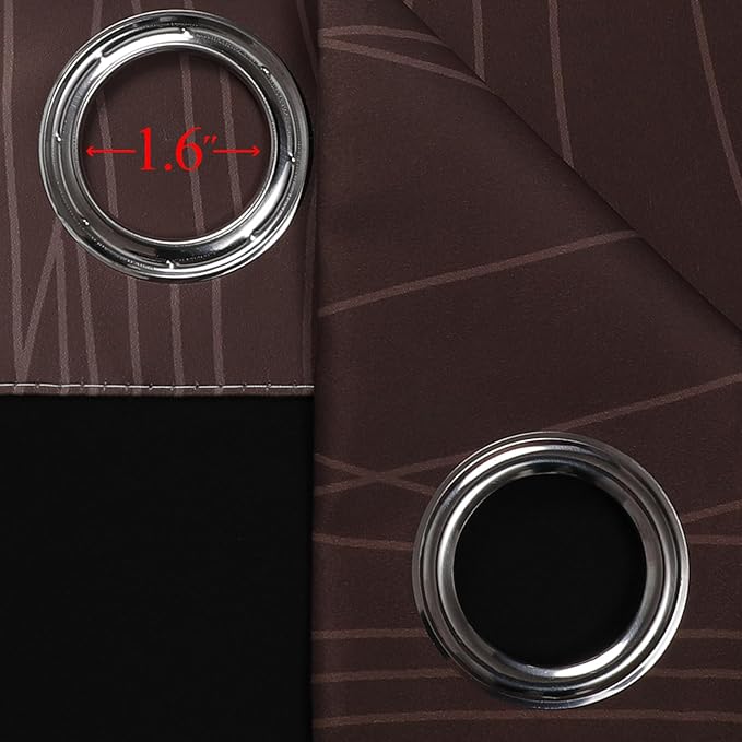 Estelar Textiler Brown and Greyish White Blackout Curtains 54 Inch Length - Image 7