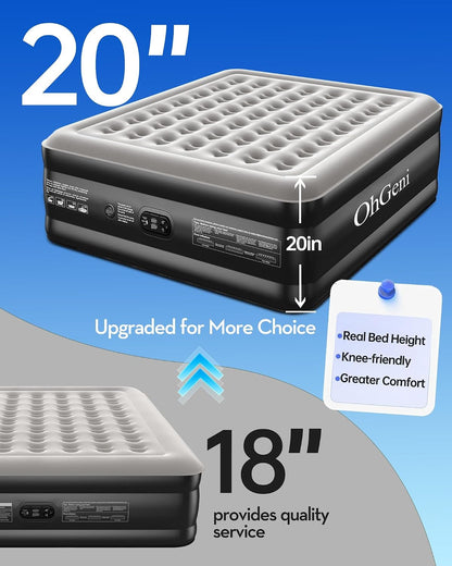 ohgeni 20" raised california king air mattress with on a desk or shelf