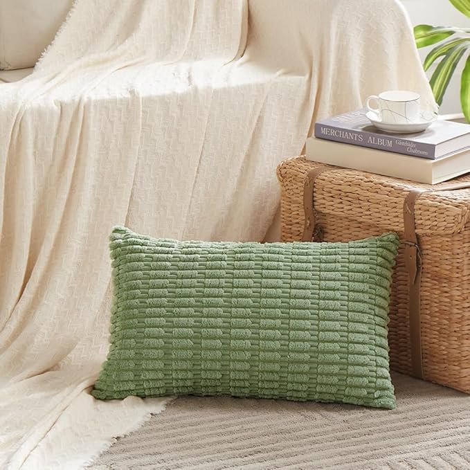 Fancy Homi 4 Packs Sage Green Decorative Throw Pillow Covers 16x24 Inch - Image 2