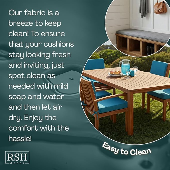 RSH DECOR: Outdoor Tufted Seat Cushions Set of 2 | 17" x 17" | All-Weather Spun - Image 9
