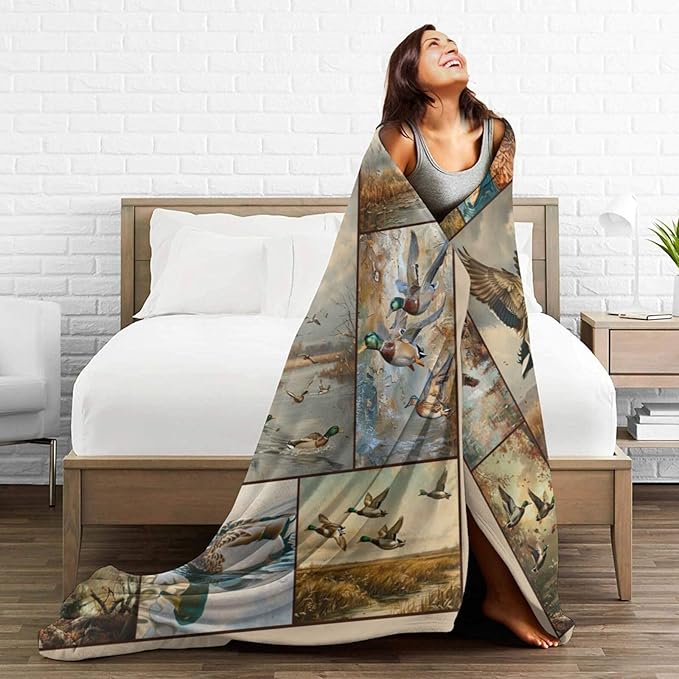 Wild Duck Blanket Mallard Ducks Throw Blanket Wildlife Flannel Stuff Merch Cozy - Image 5