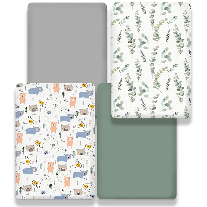 Bimocosy Pack and Play Sheets Fitted 4 Pack, 38 x 26 Inch Pack n Play Mini Crib - Image 5