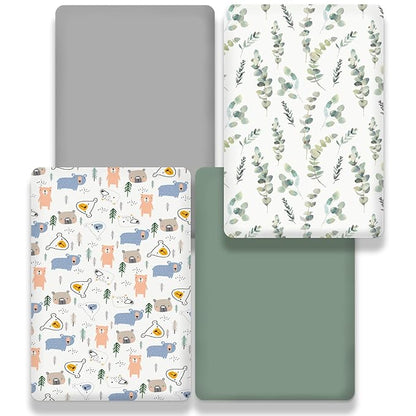 Bimocosy Pack and Play Sheets Fitted 4 Pack, 38 x 26 Inch Pack n Play Mini Crib - Image 5
